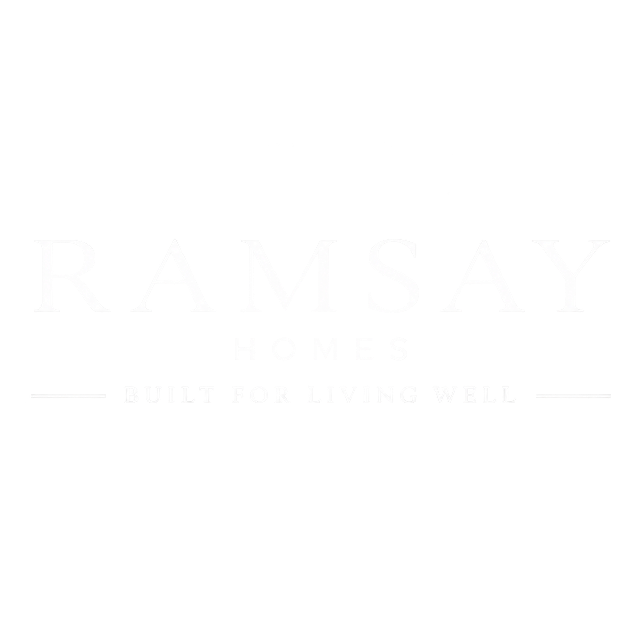 Black background with white text reading "RAM'S SAY HOME" and a tagline "BUILT FOR LIVING WELL" underneath.