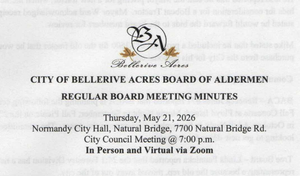 May Board of Alderman Meeting