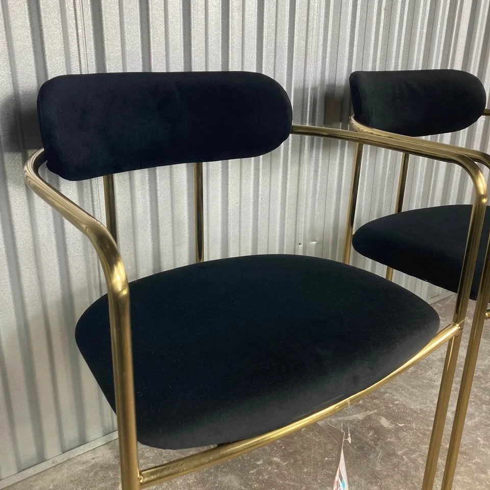 Gold Metal Dining Chair Black Velvet