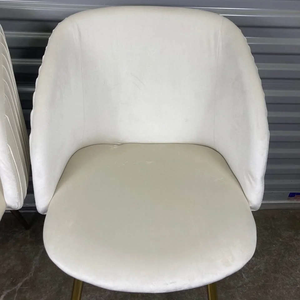 Bedroom Chair Cream Velvet Upholstery