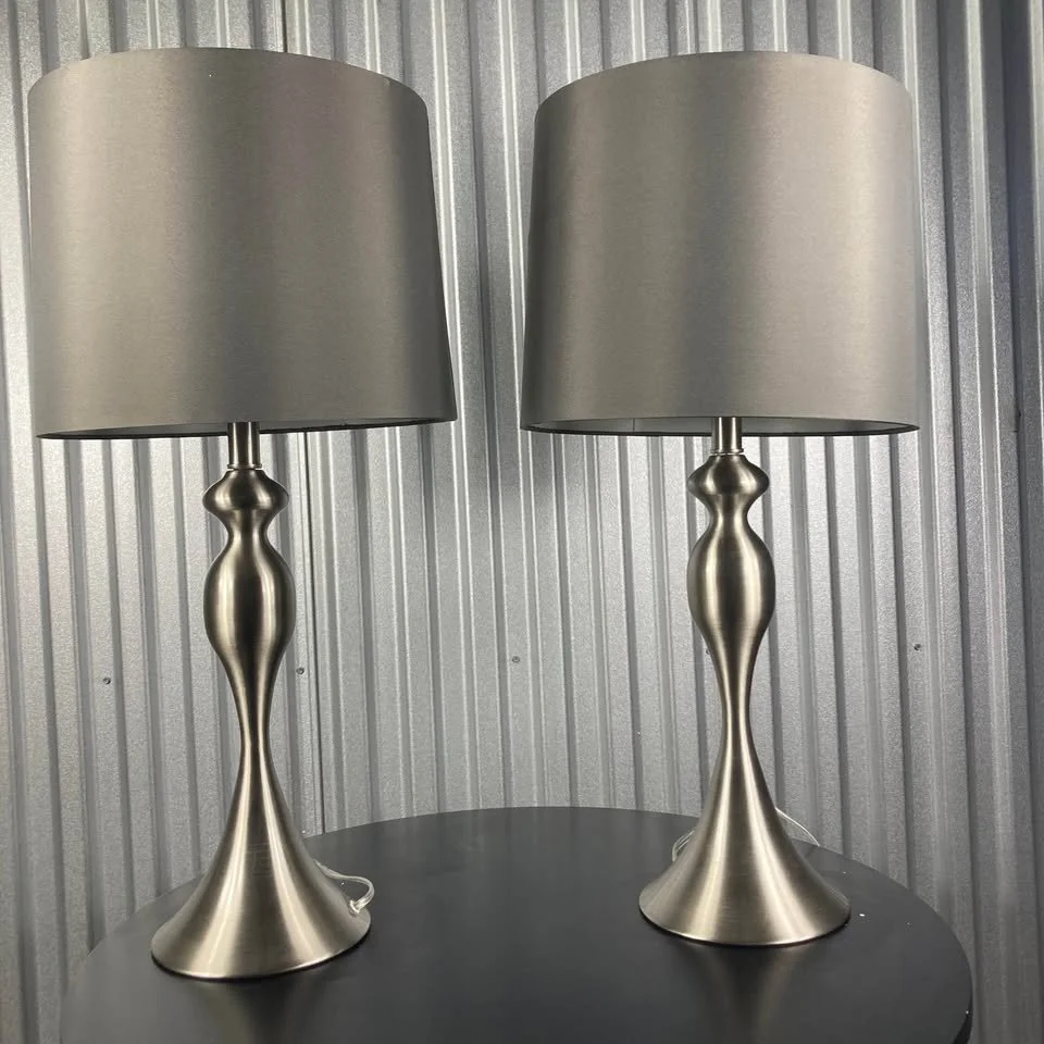 LumiSource Ashland brushed nickel table lamps set of two