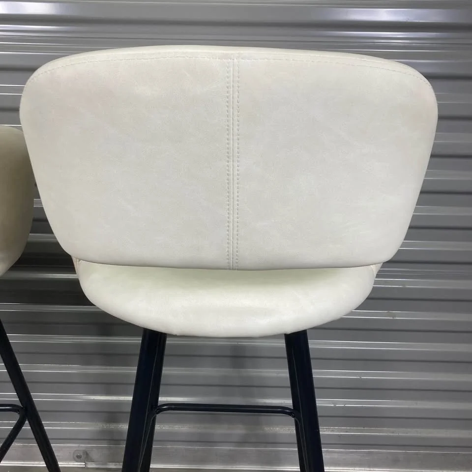 Modern Bar Stool White Upholstery