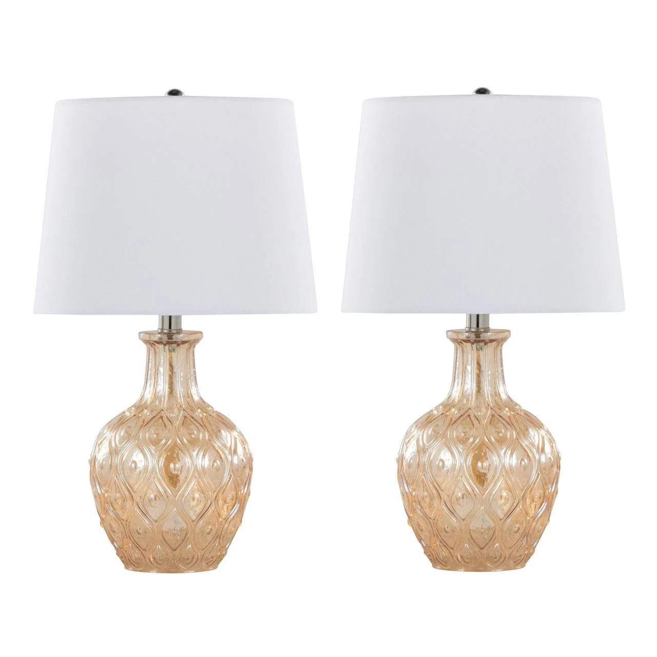 Gloria Accent Table Lamps – Set of 2 (Clear Champagne Glass & Chrome)