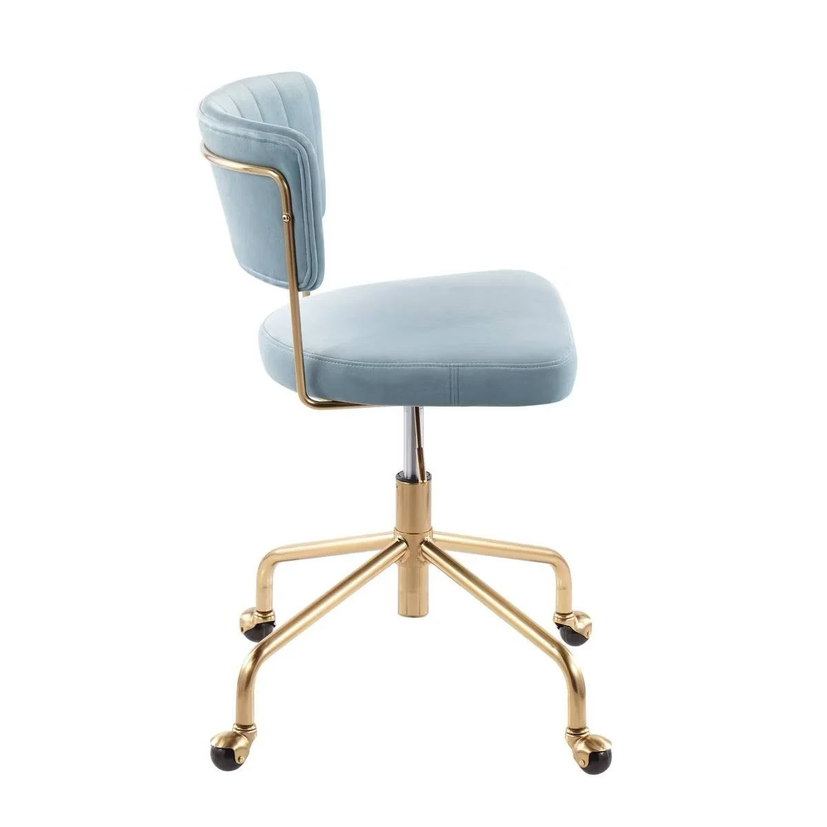Vanity Chair Light Blue And Gold Finish