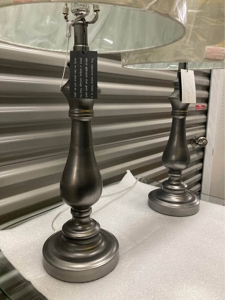 Beige Fabric Shade Table Lamp For Home Office