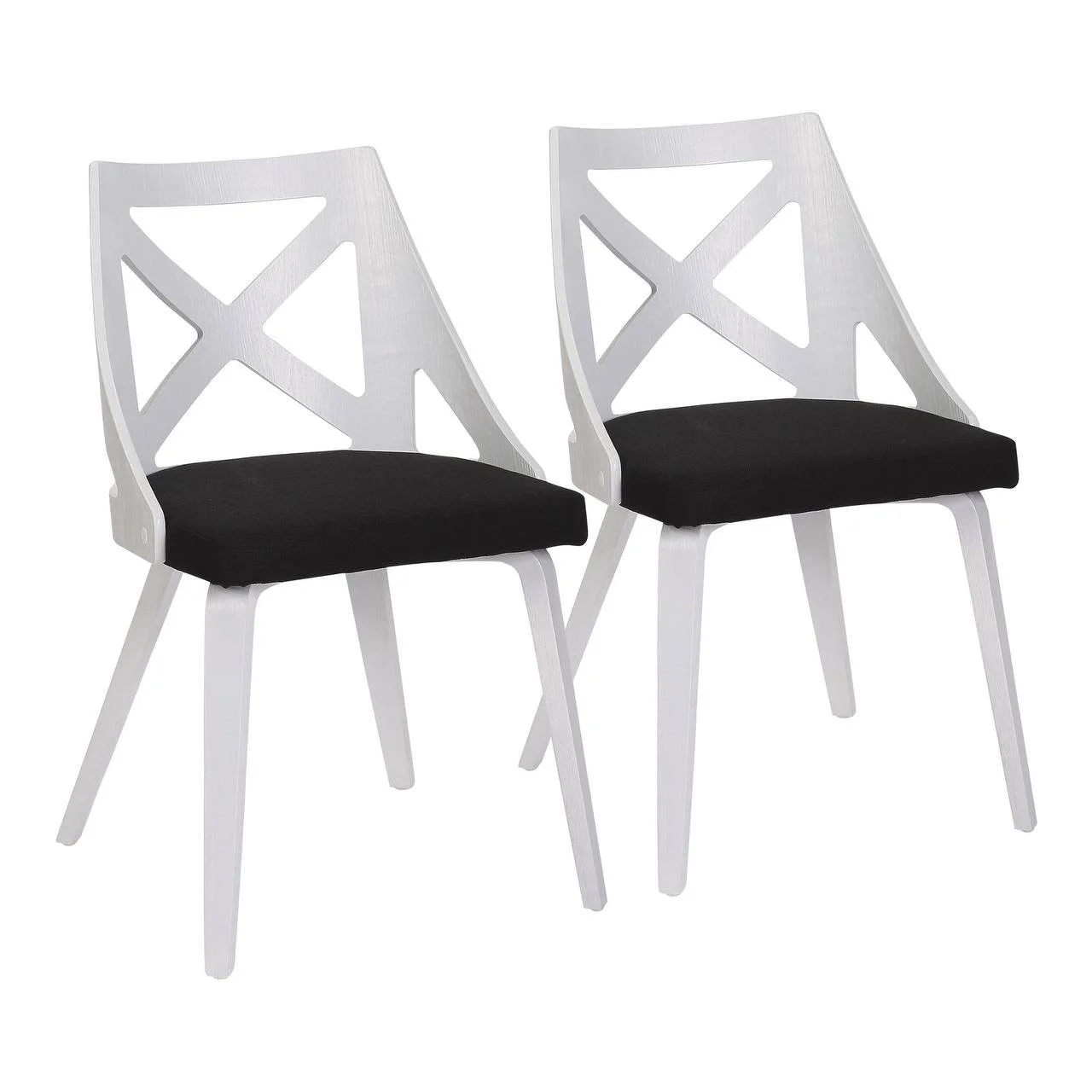 Charlotte Chair – Set of 2 (White Textured Wood & Charcoal Fabric)
