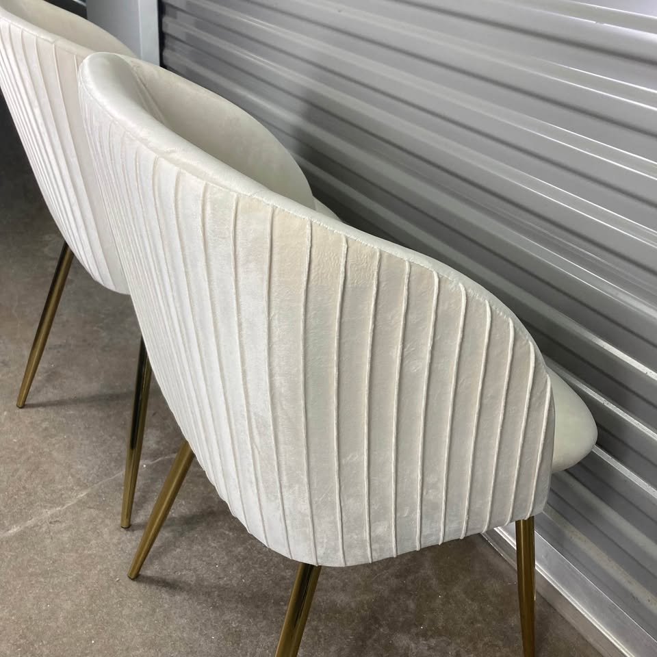 Cream Velvet Accent Chair Gold Metal Legs