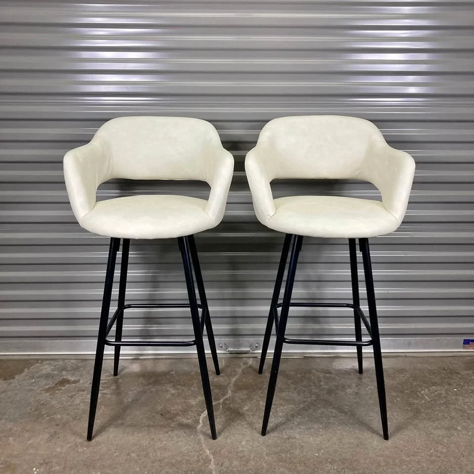 White Faux Leather Barstool