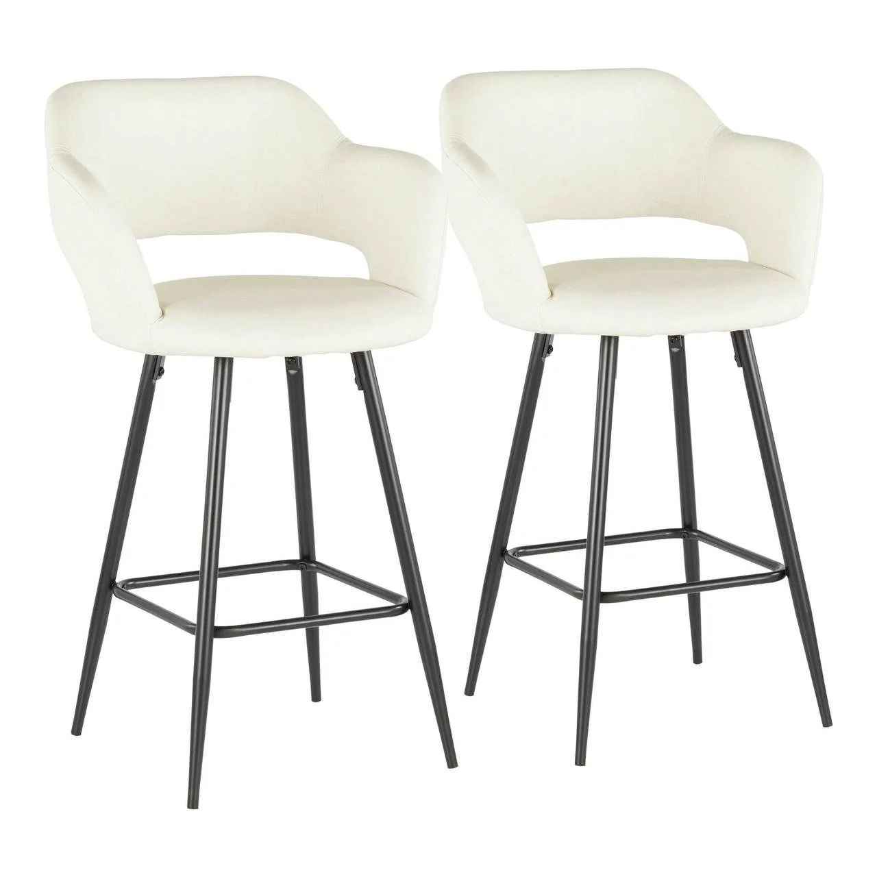 Margarite 25" Fixed-Height Counter Stool – Set of 2 (Cream & Black)