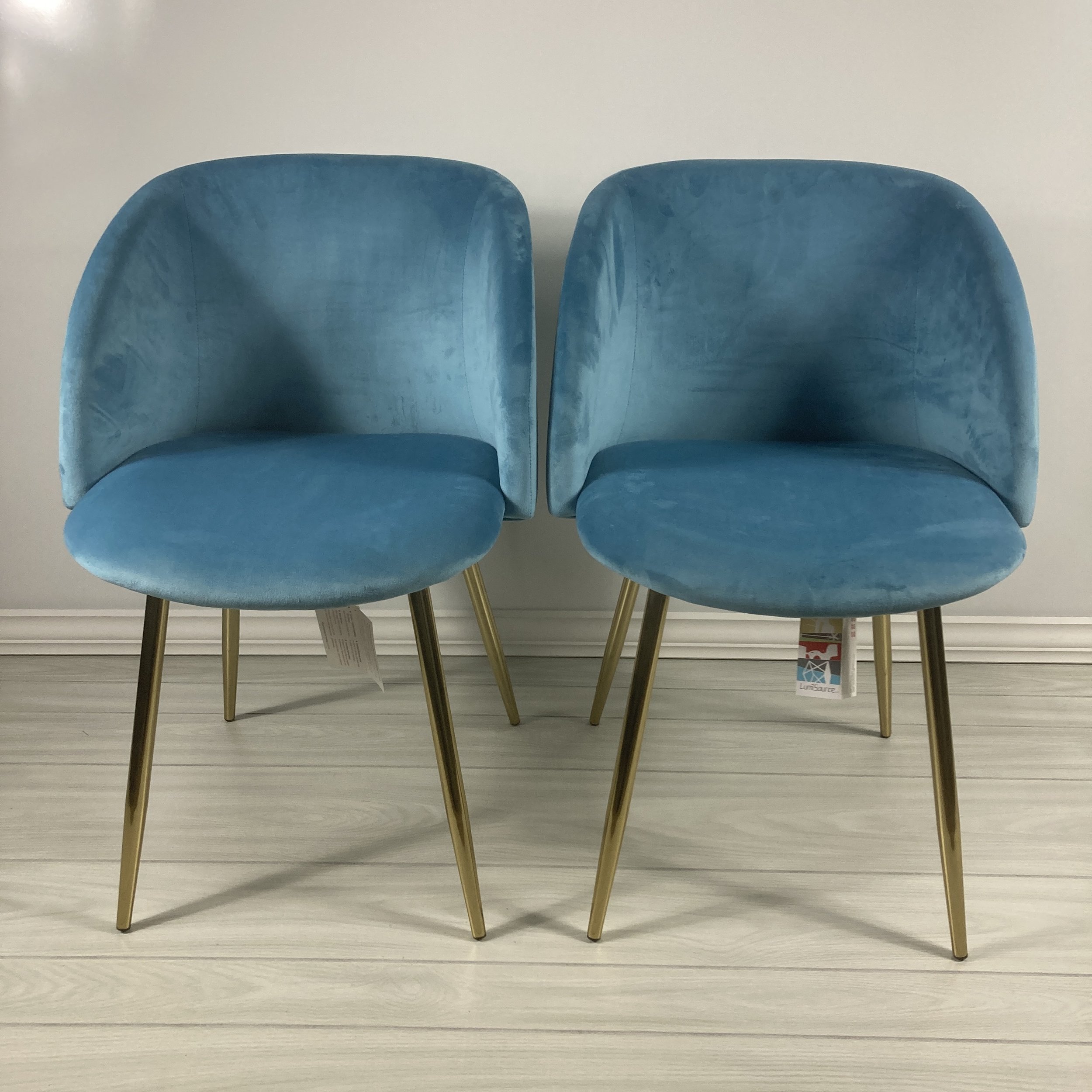 Fran Chair – Set of 2 (Blue Velvet & Gold Metal)