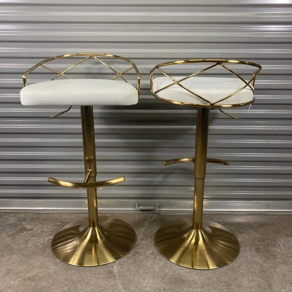 Stylish Bar Stool Cream Velvet Upholstery