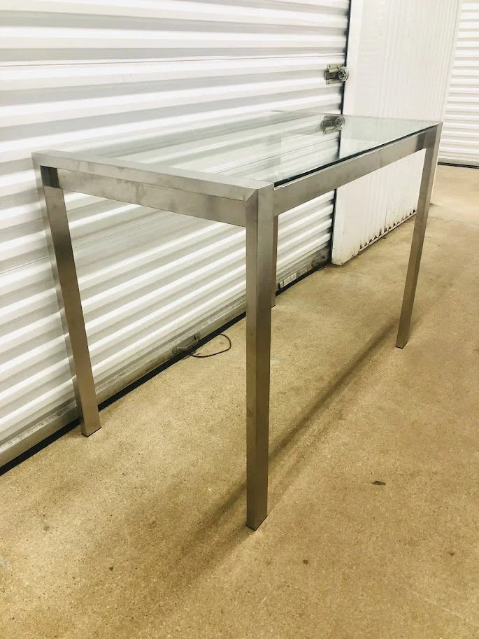 Fuji stainless steel and glass counter height table 43.5 inch rectangular