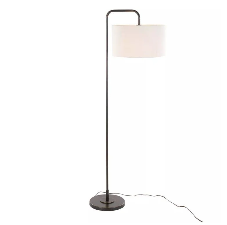 Puck 63.75” Floor Lamp – Oil Rubbed Bronze & Beige Linen Shade