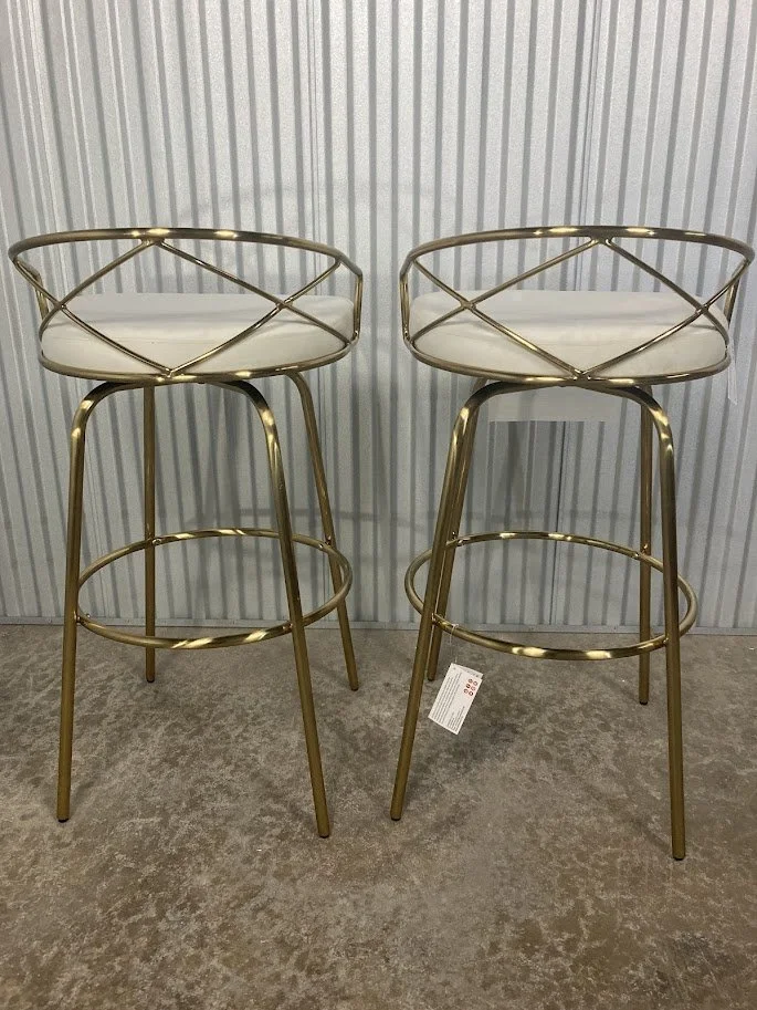 Contemporary Bar Stool Gold Metal Finish