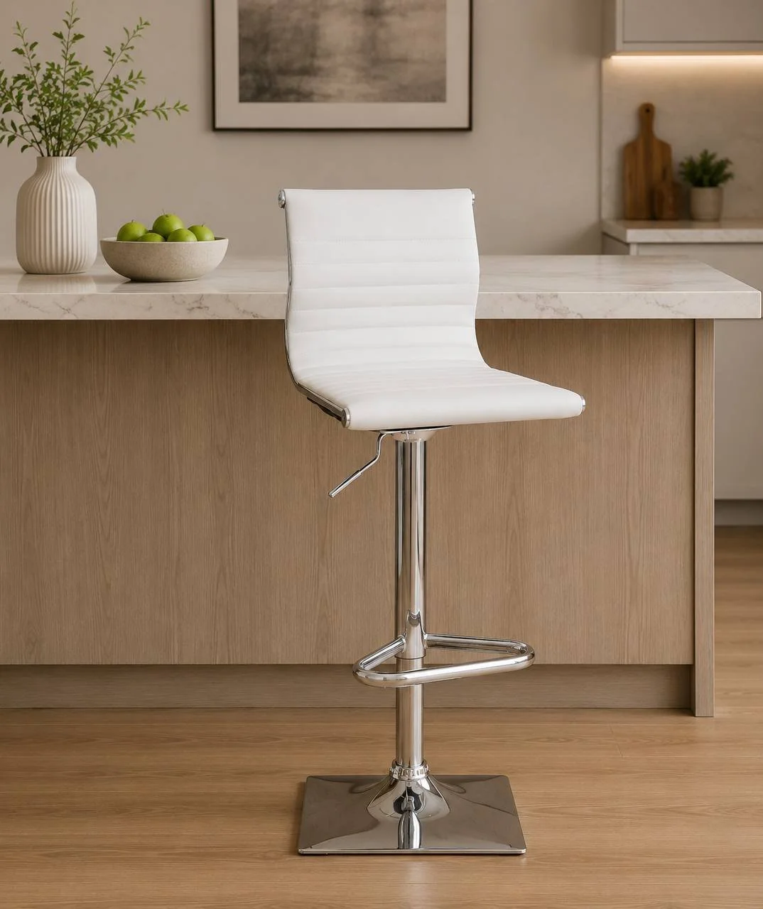 Masters Adjustable Barstool (Chrome & White PU)