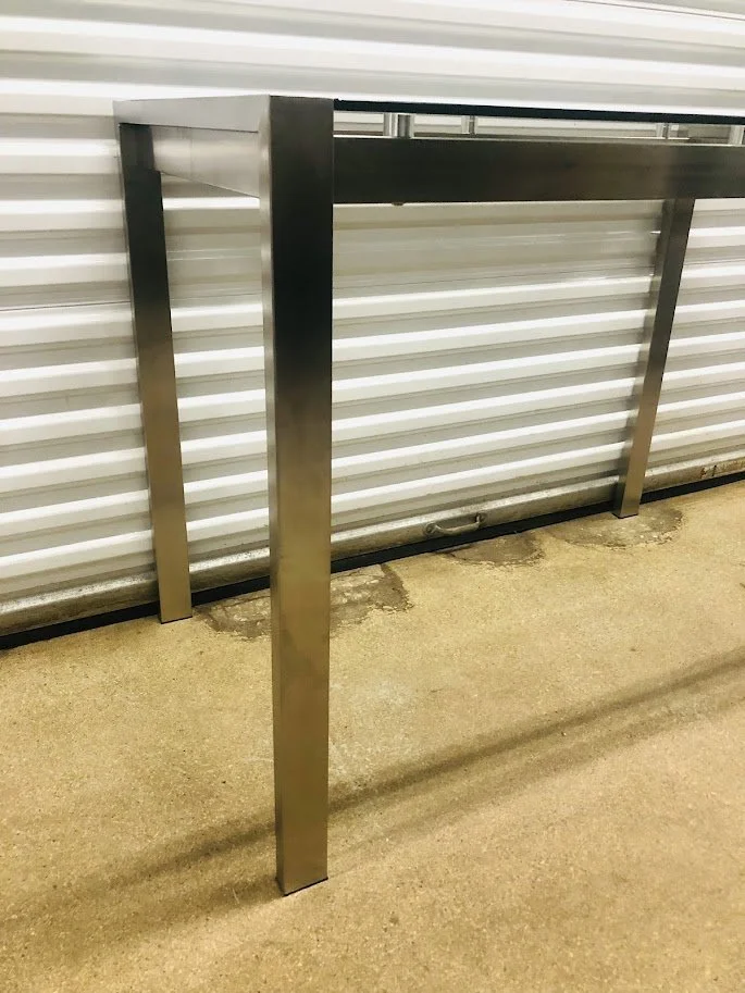 Clear tempered glass top on Fuji counter height dining table