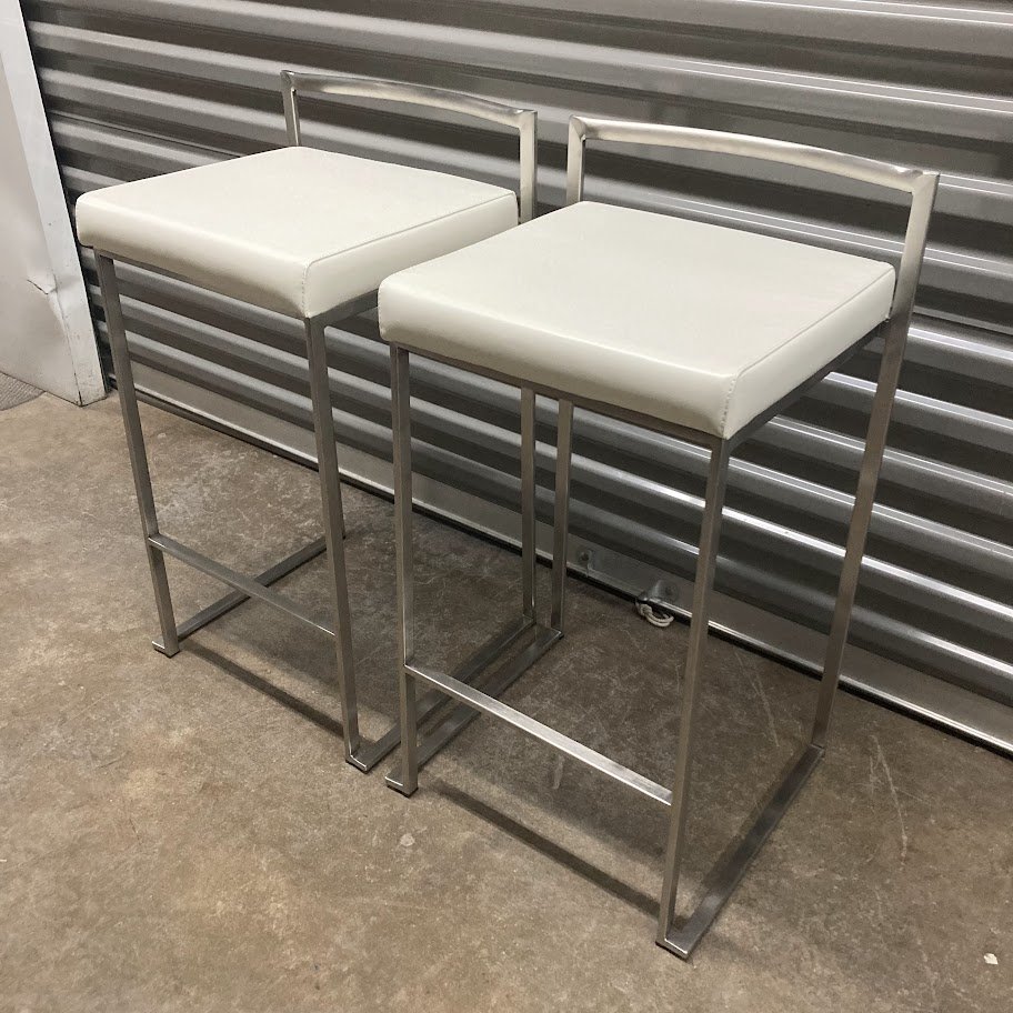 brushed stainless steel frame detail on Fuji counter stool