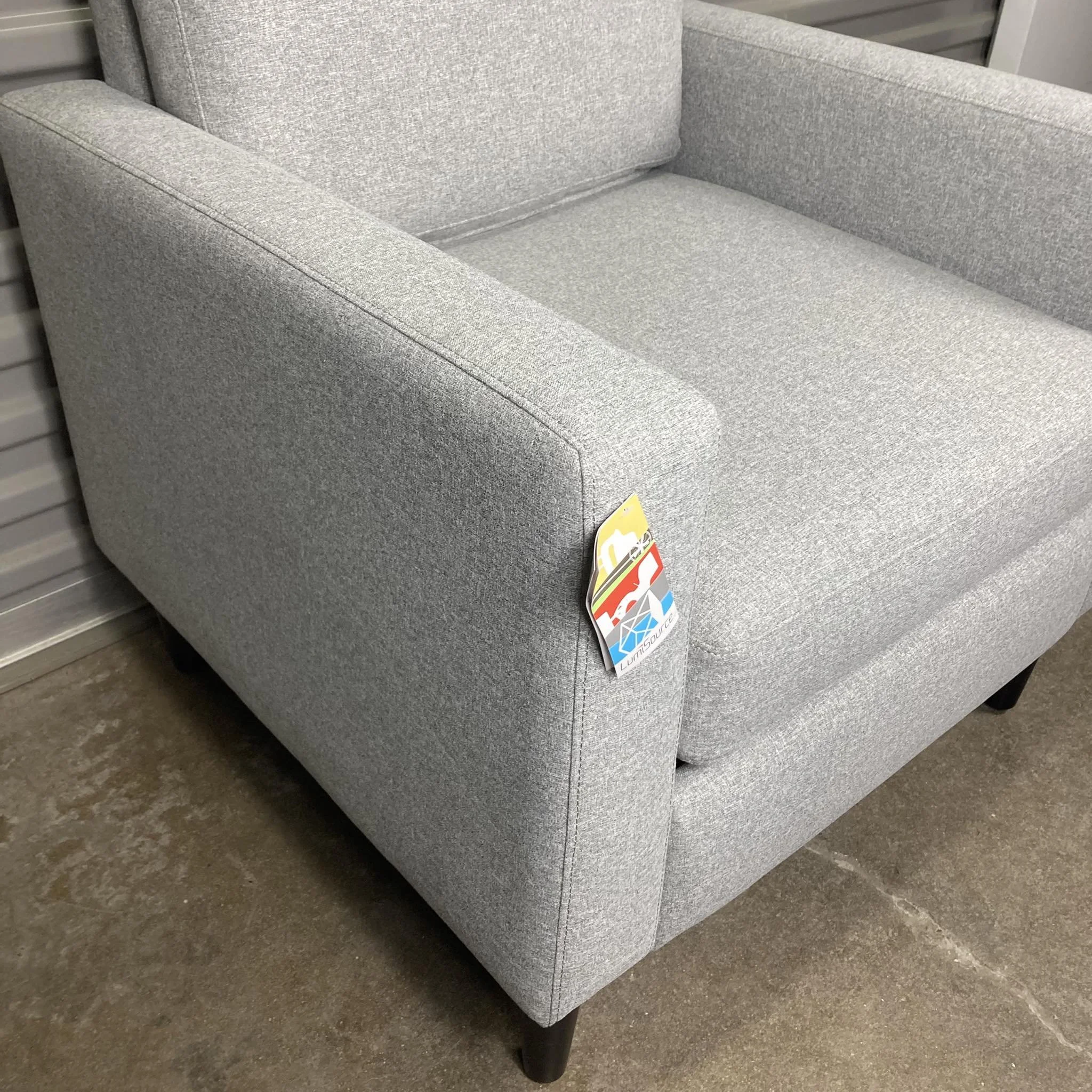 Grey Fabric Accent Chair Black Wood Frame