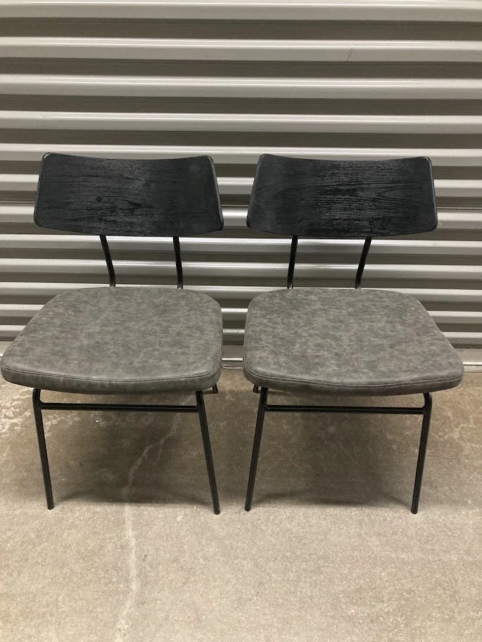 LumiSource Walker dining chairs set of 2 in black metal and dark gray upholstery