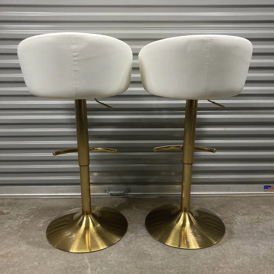 Stylish Bar Stool White Faux Leather Upholstery