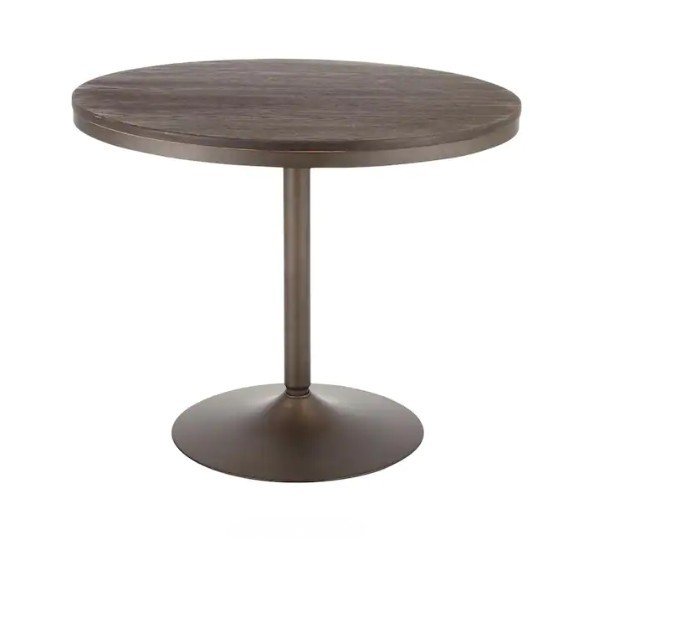 Antique Metal & Espresso Round Dining Table – Seats 4