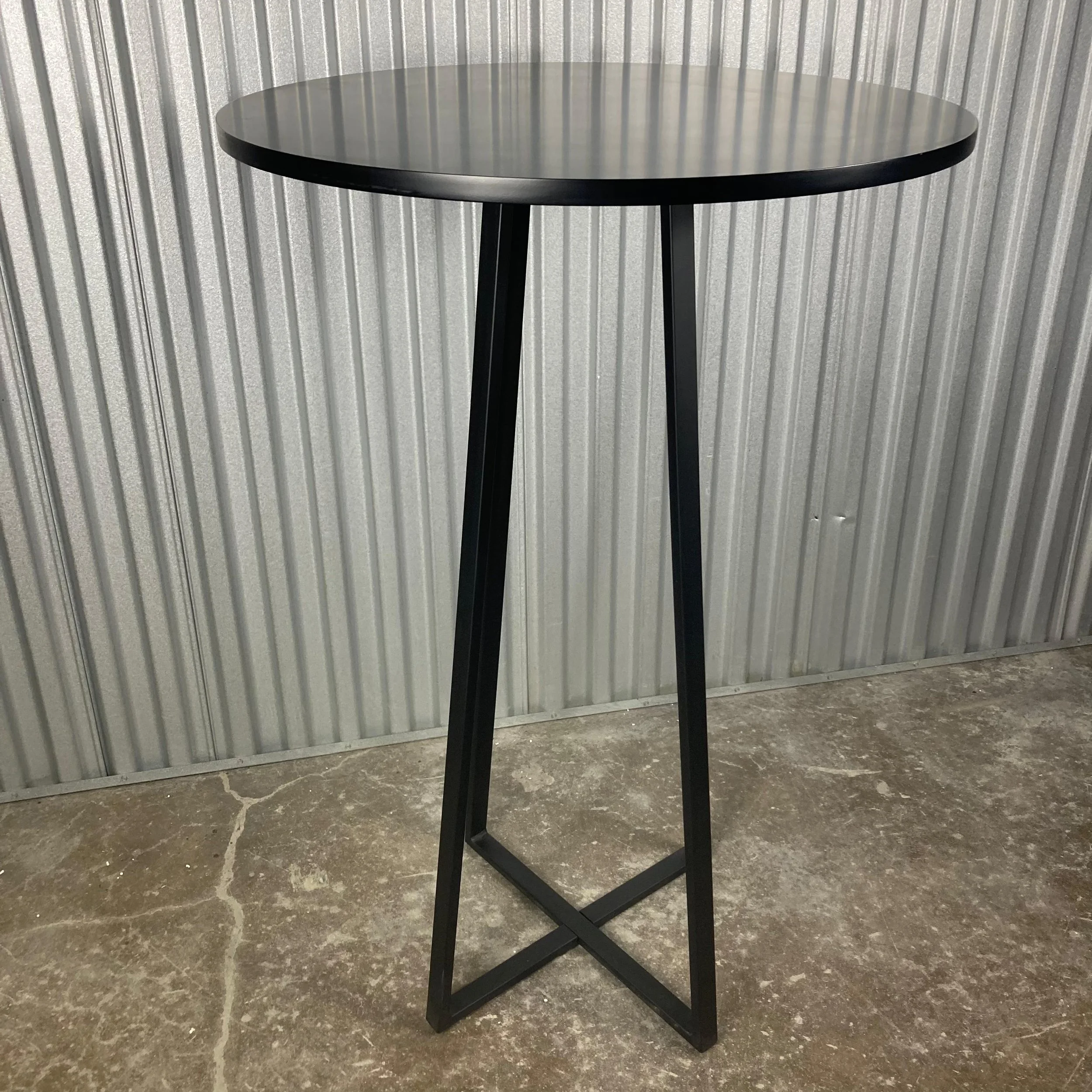 Modern Round Counter Table (Black Top & Black Metal Base)