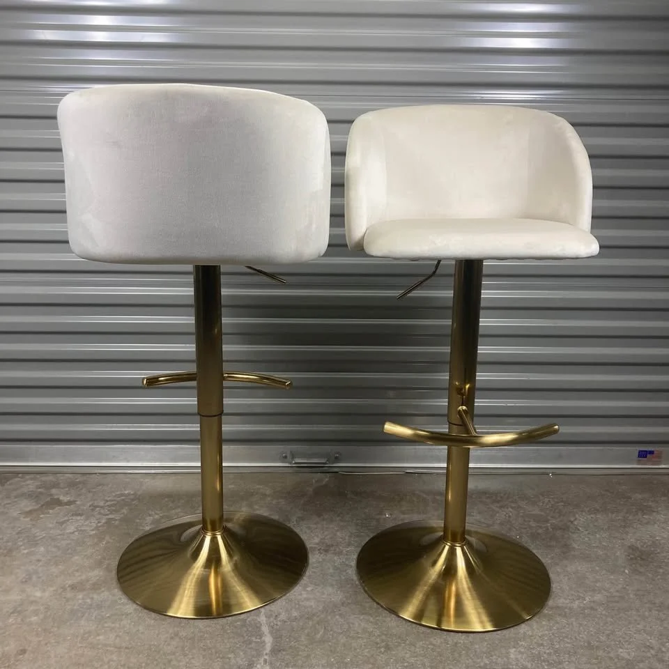 Contemporary Bar Stool Gold Metal Finish