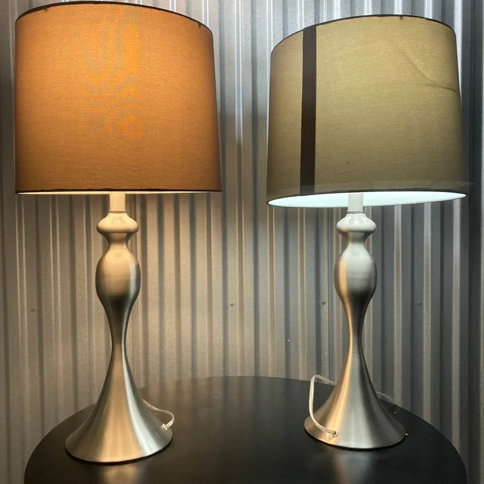 LumiSource Ashland 27 inch brushed nickel bedside lamps