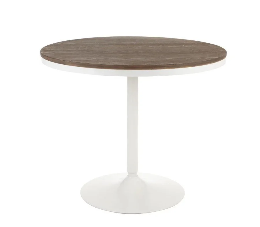 White & Brown Round Dining Table – Seats 4