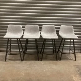 Outlaw 26" Fixed-Height Counter Stool – Set of 4 (Grey PU & Black)