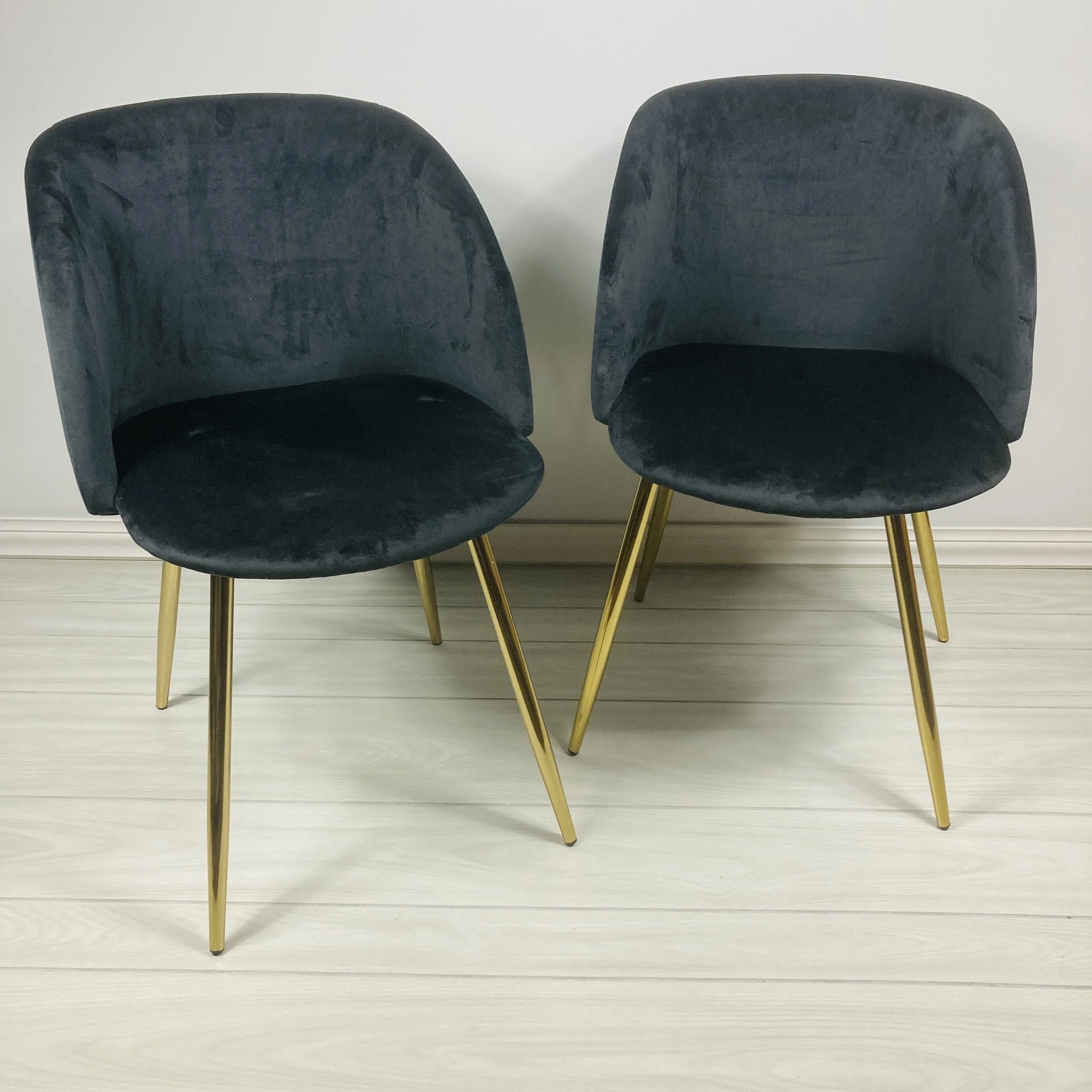 Black Velvet Dining Chairs with Gold Metal Frame – Set of 2