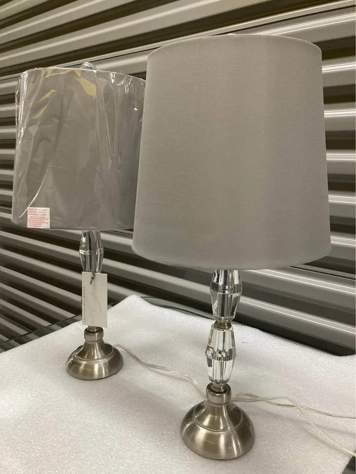 Beige Shade Table Lamp With Crystal Accents