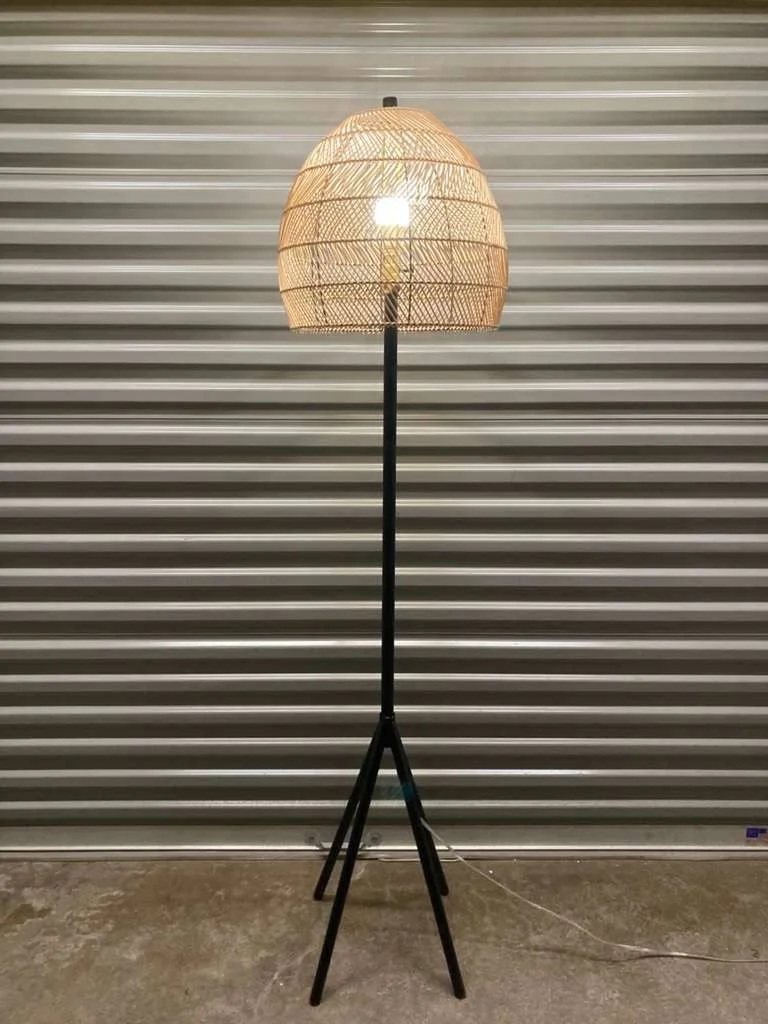 65” Natural Rattan Tripod Floor Lamp