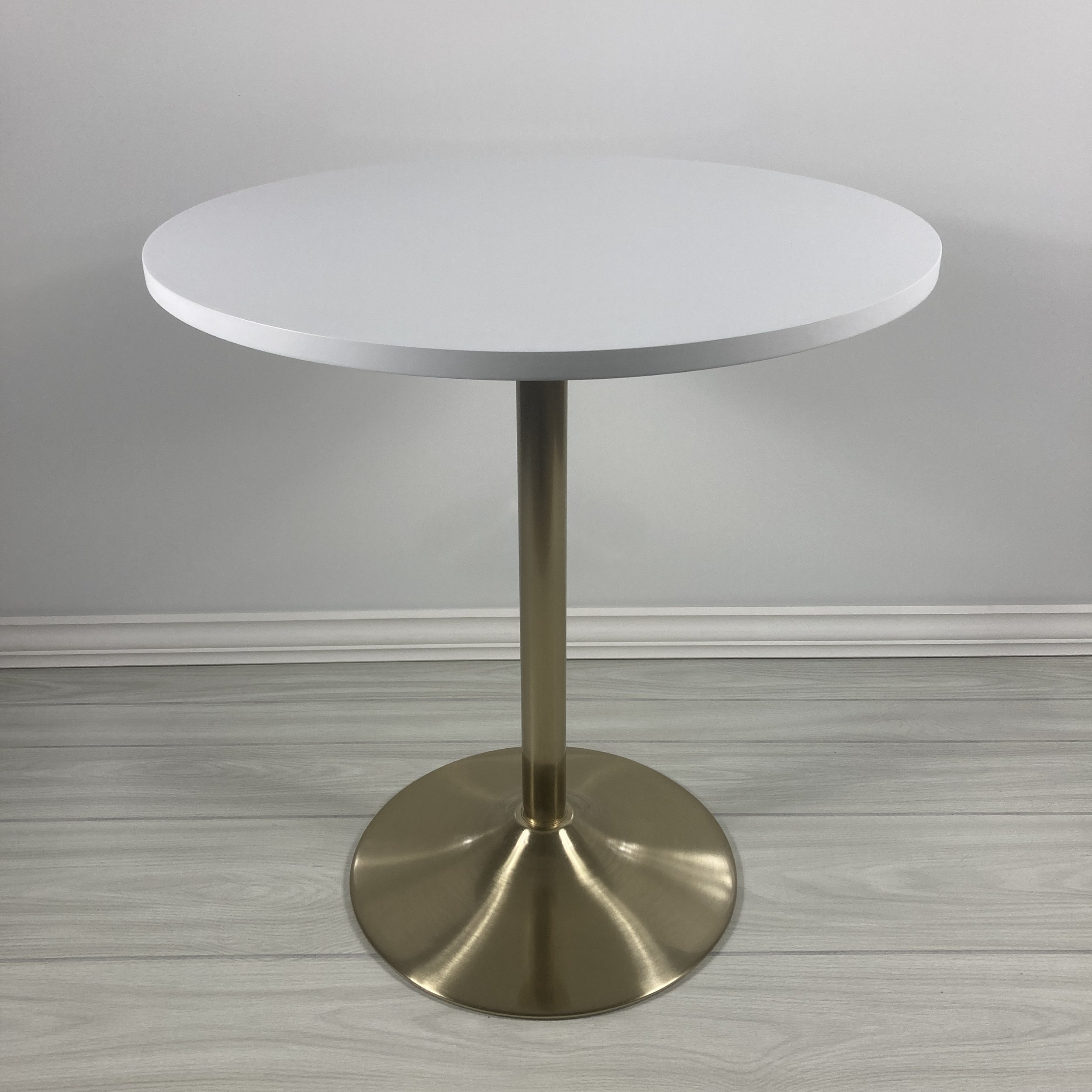 Adjustable White & Gold Round Bar Table
