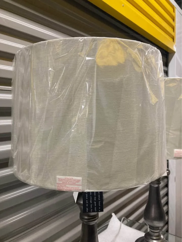 Antique Table Lamp Neutral Fabric Shade