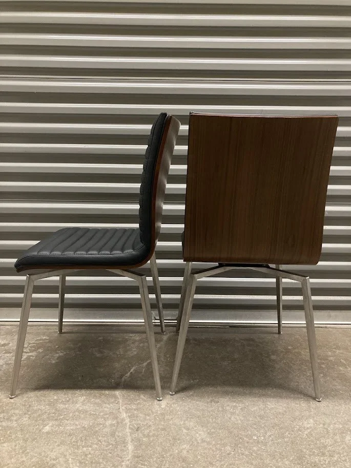 Stainless Steel Dining Chair Black Upholstery