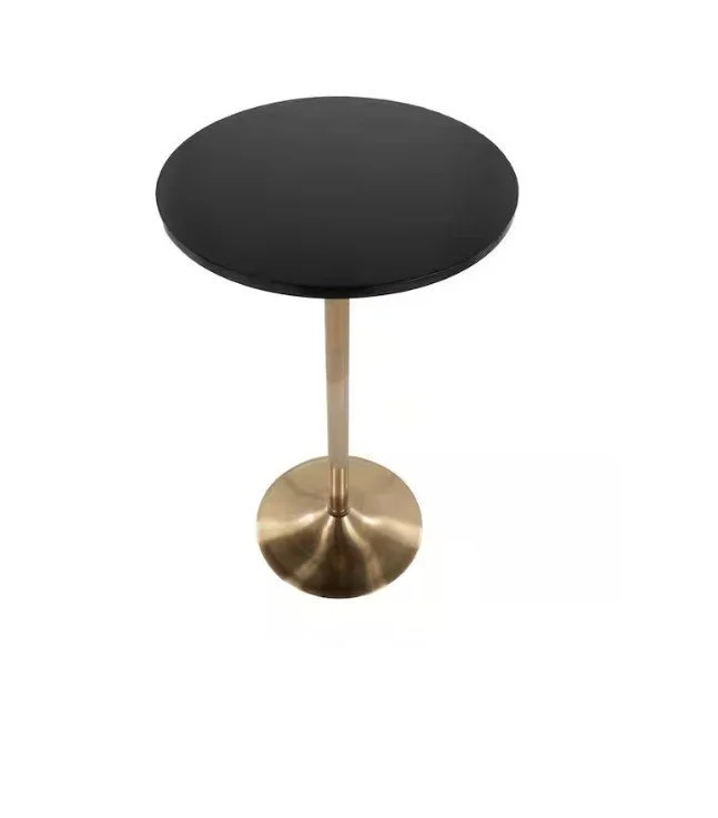 Adjustable Black & Gold Round Bar Table