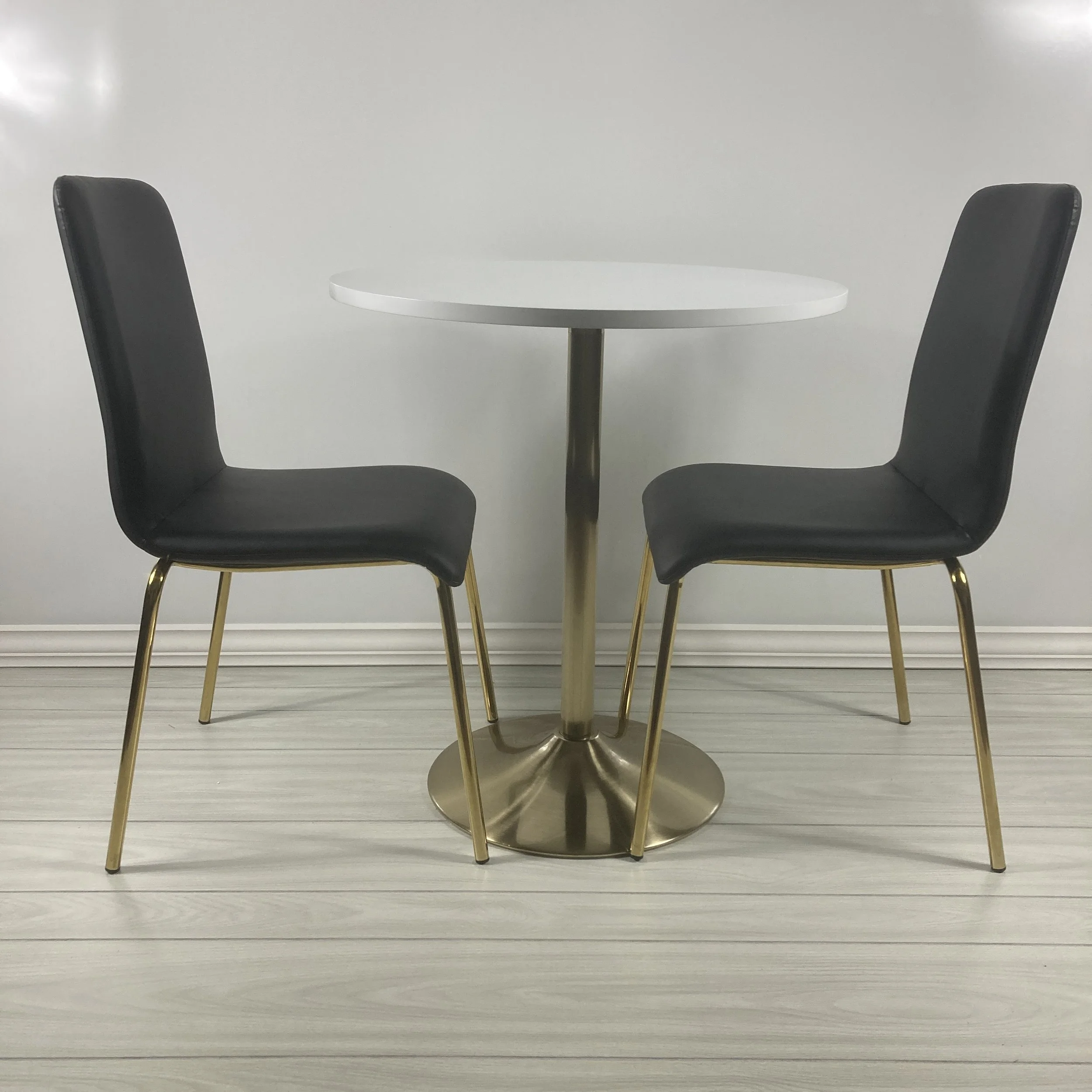 Set - Pebble Chairs & White Top / Gold Base Pebble Table