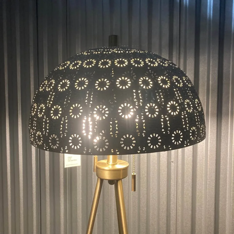 Gold Tripod Floor Lamp With White Shade