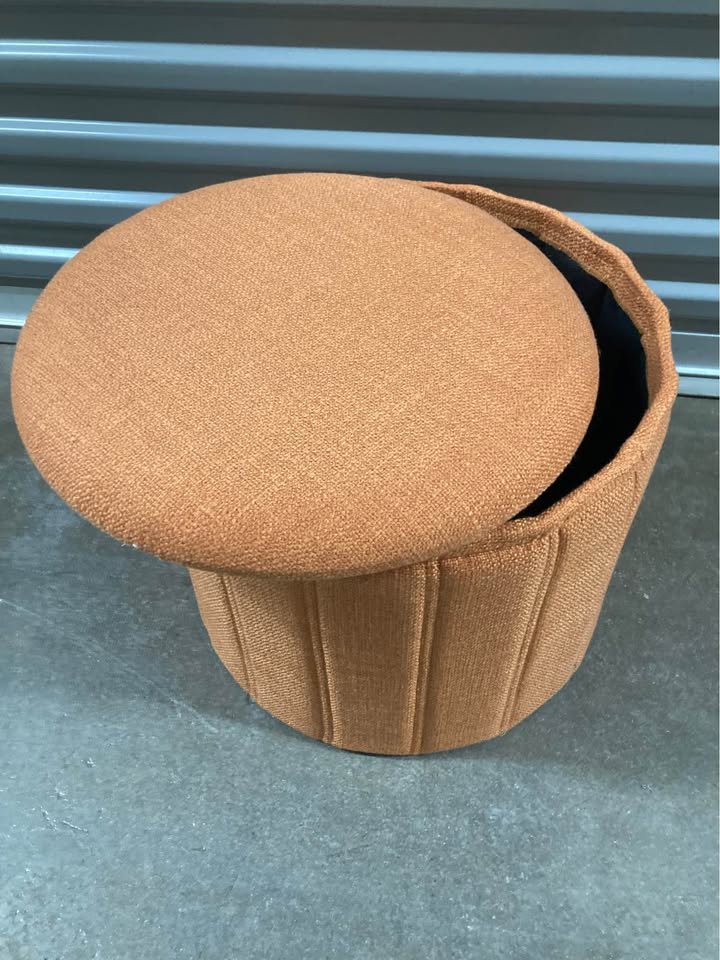 Bedroom Pouf Ottoman Orange Upholstery