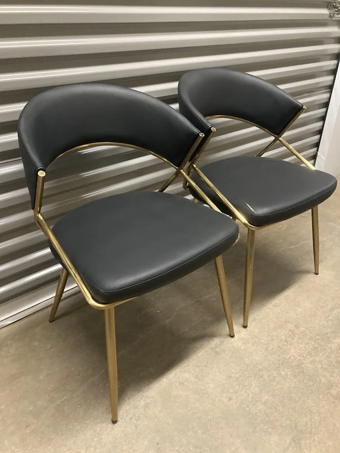 Black PU Dining Chair Gold Metal Frame