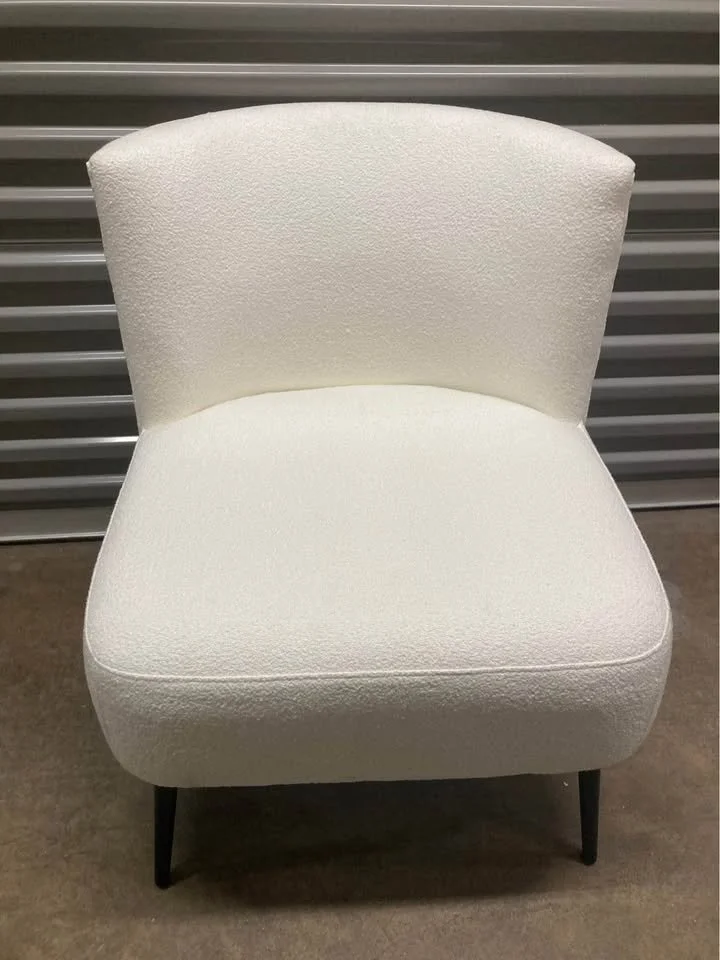 White Sherpa Accent Chair Black Metal Frame