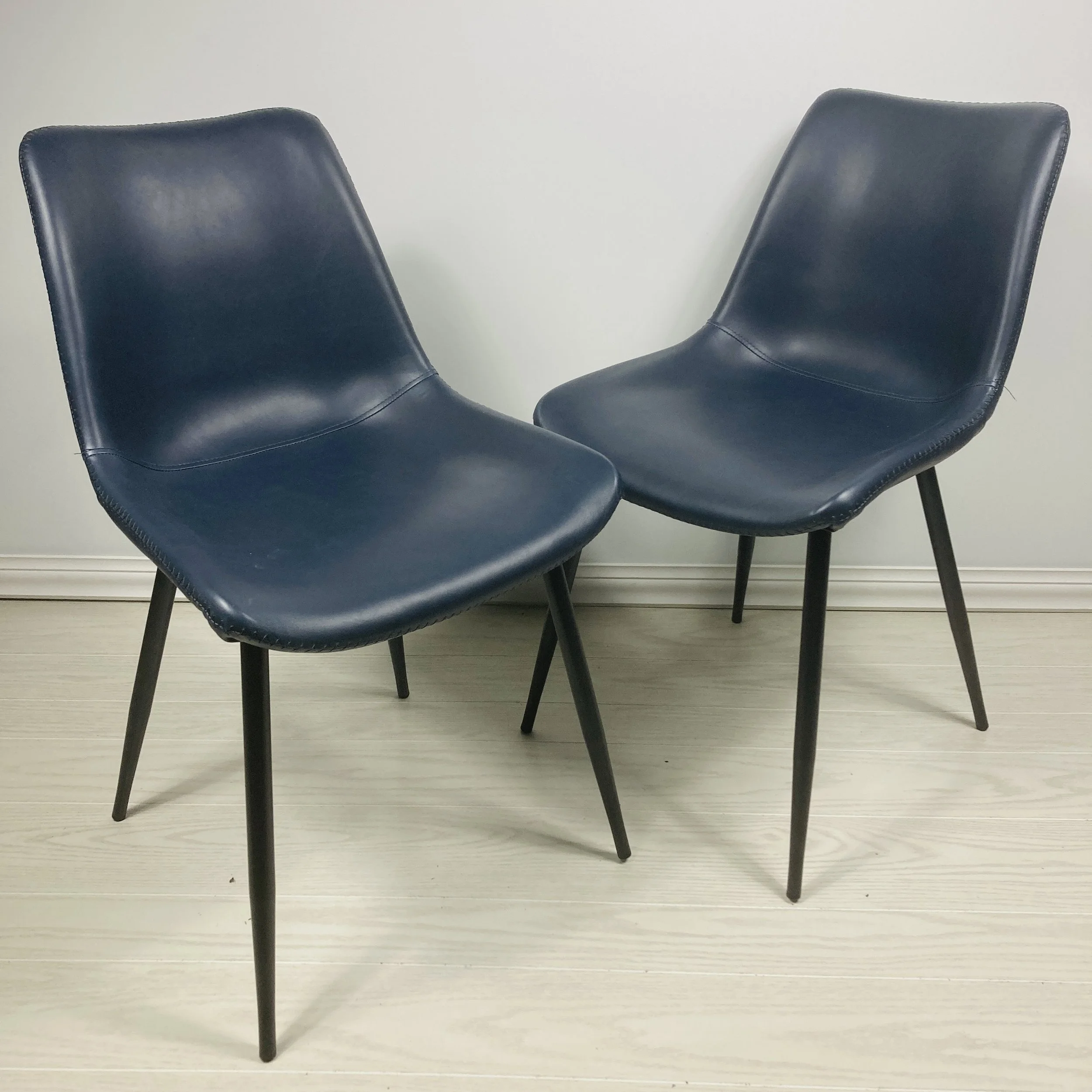 Durango Dining Chair (Set of 2) – Navy Blue Faux Leather & Black Metal