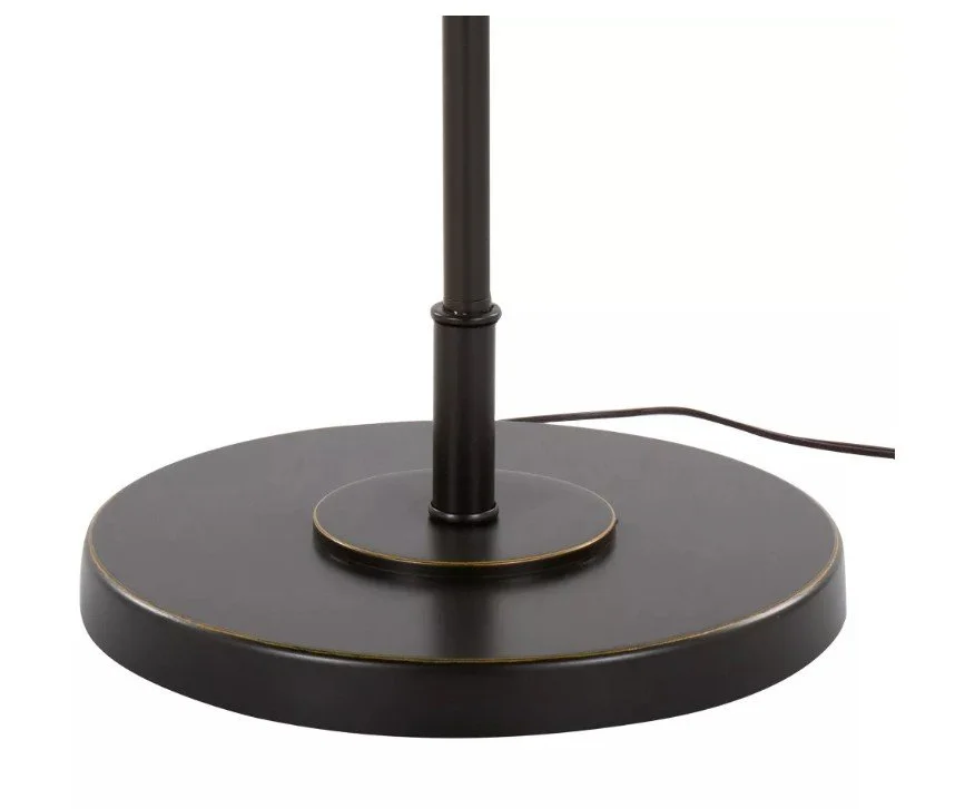 Oil rubbed bronze metal base on contemporary floor lamp