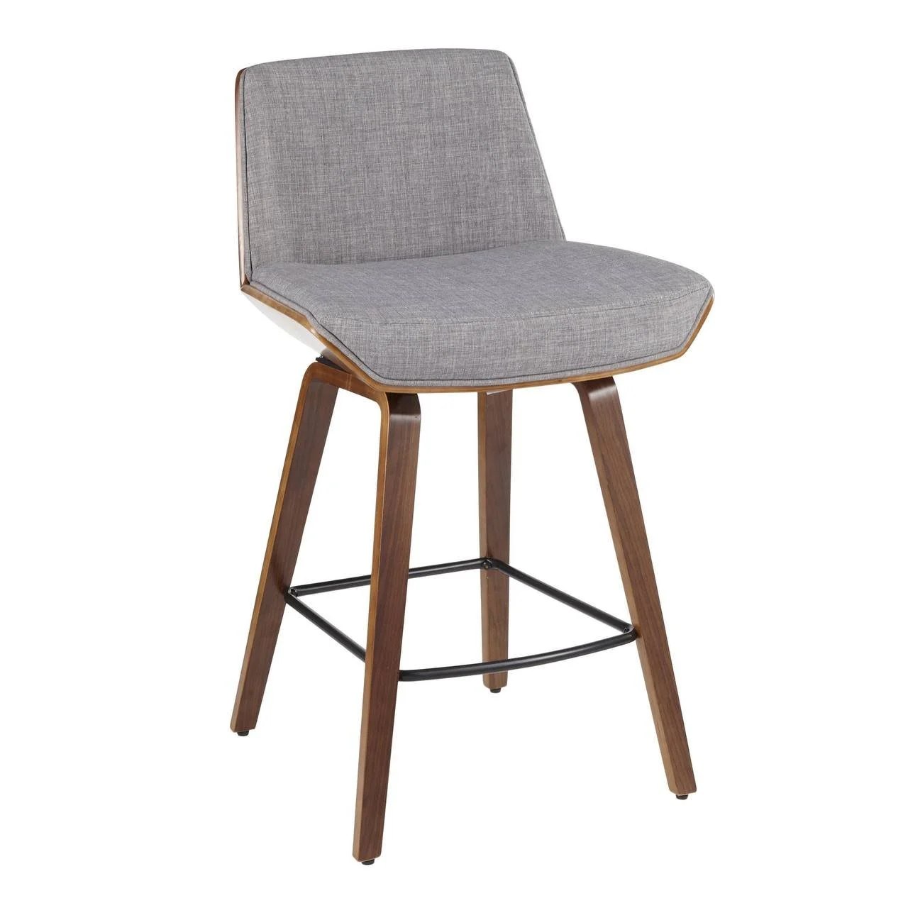 Corazza 26" Fixed-Height Counter Stool (Light Grey & Walnut)