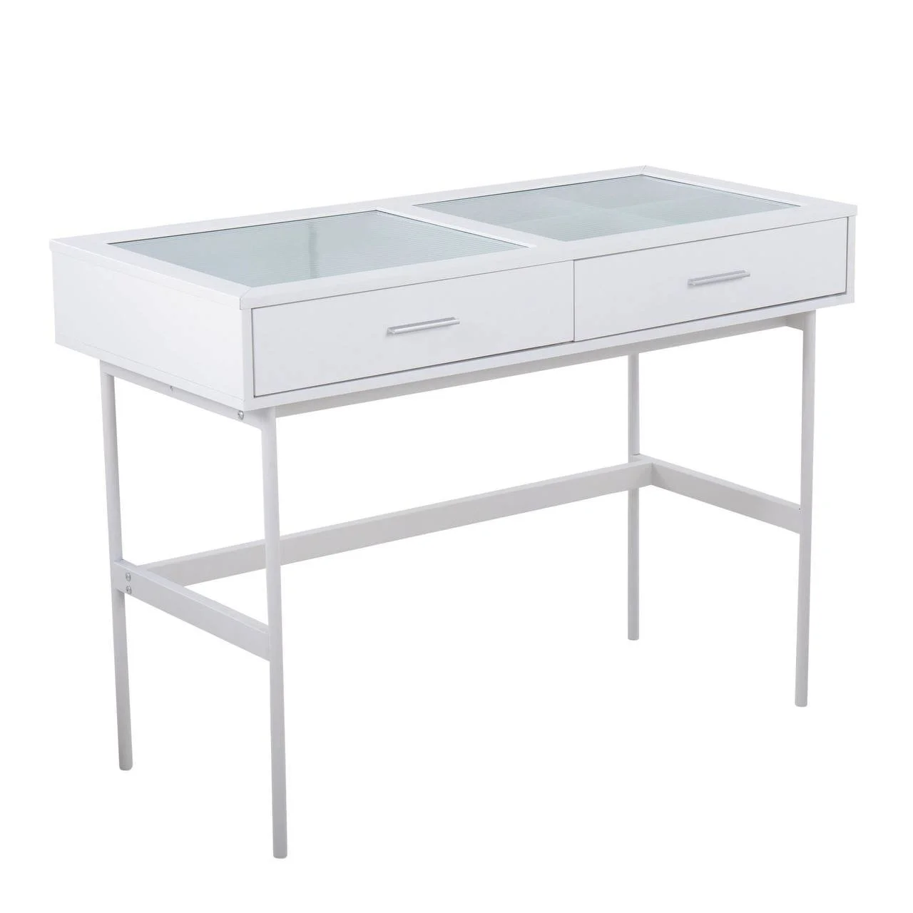 Emery Console Table (White Steel & White Wood)