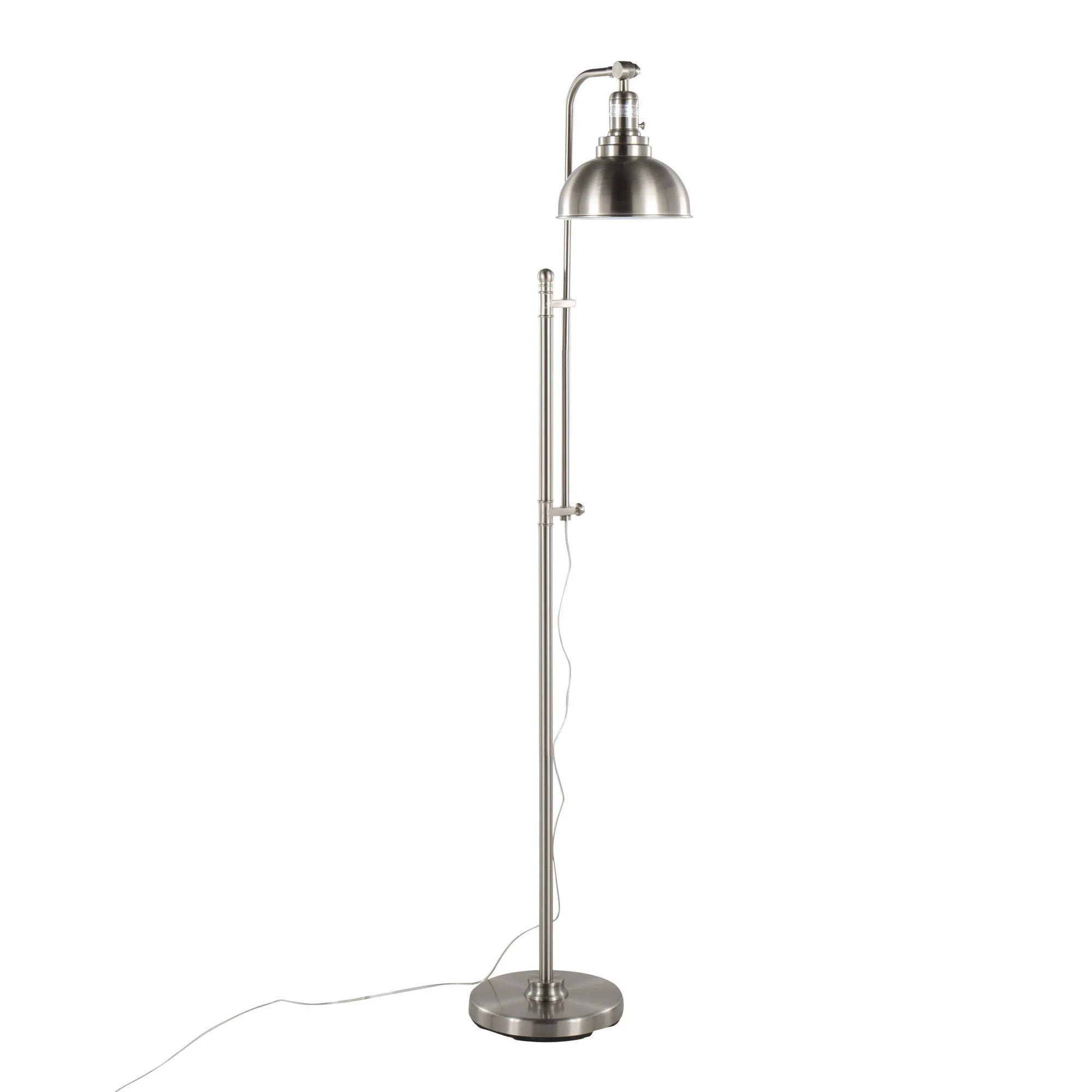 Emery Adjustable Nickel Metal Floor Lamp