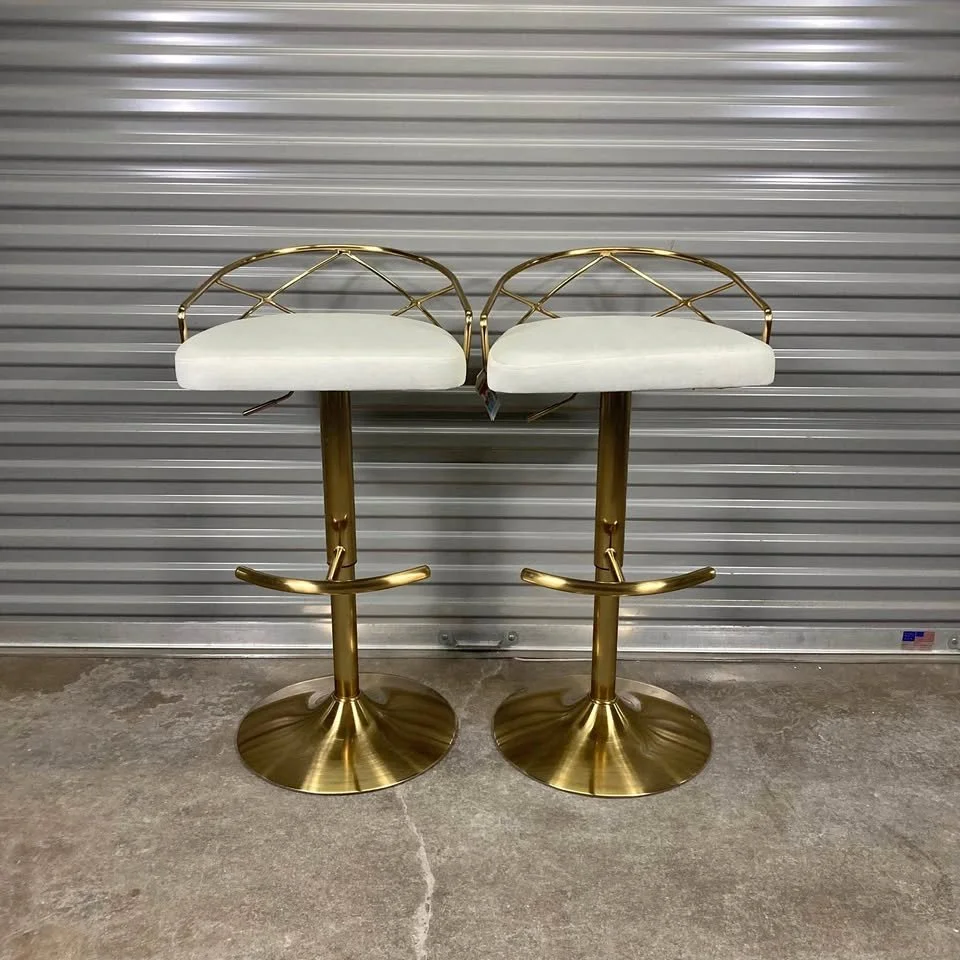 Charlotte Glam Adjustable Barstool Cream