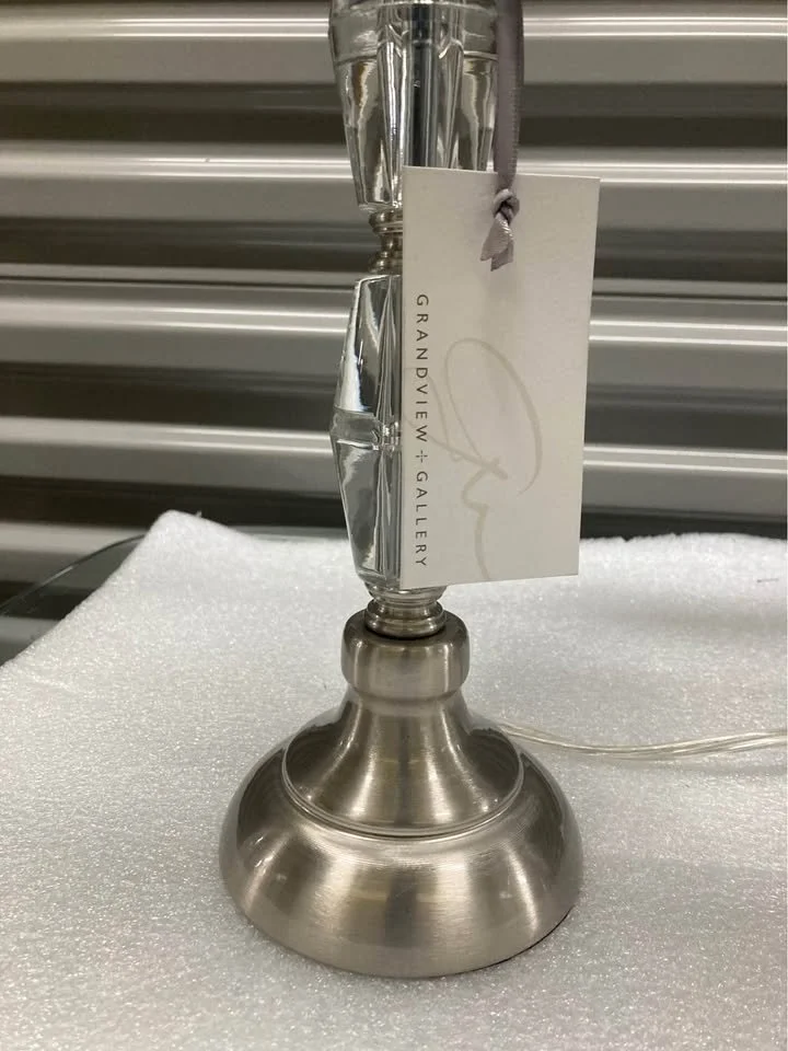 Silver Base Lamp With Elegant Crystals