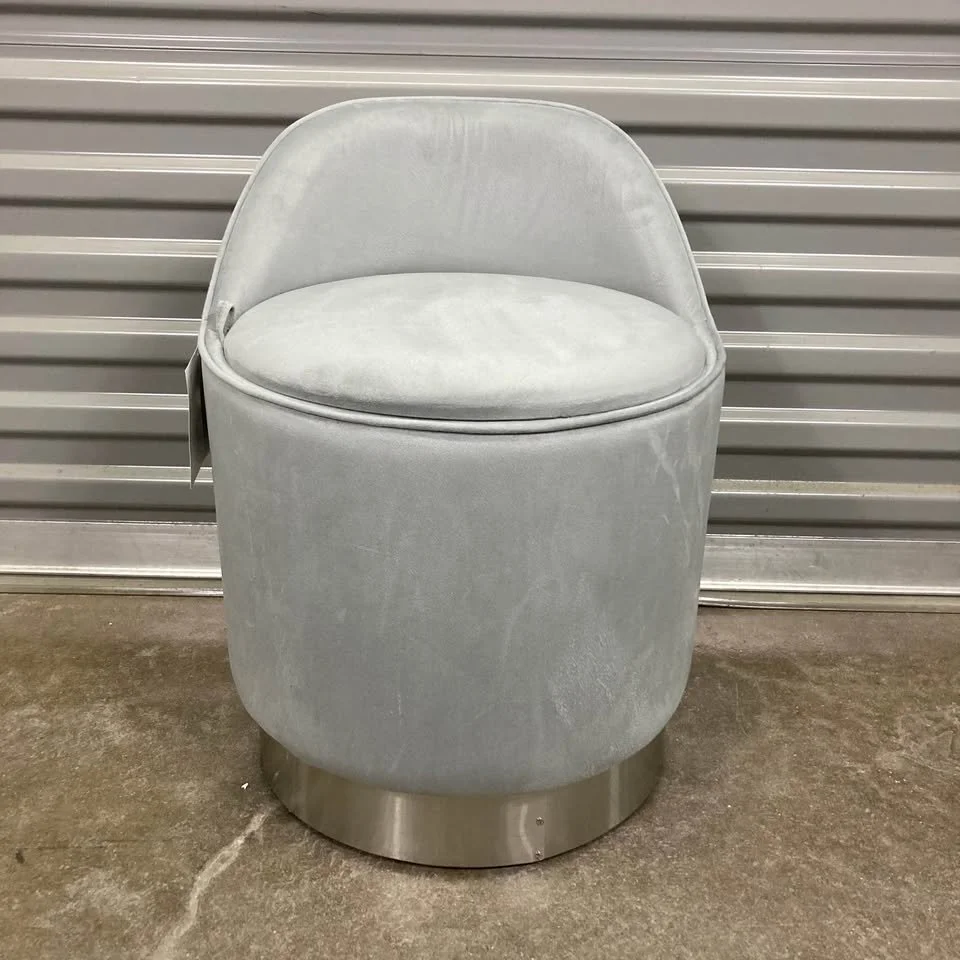 Marla Vanity Stool / Ottoman (Silver Velvet & Chrome)